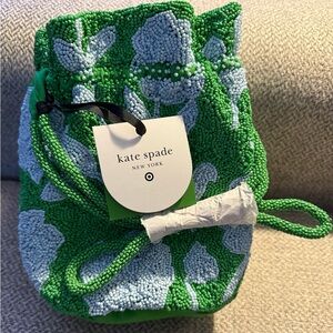 Kate Spade Green and Light Blue Beaded Pouch